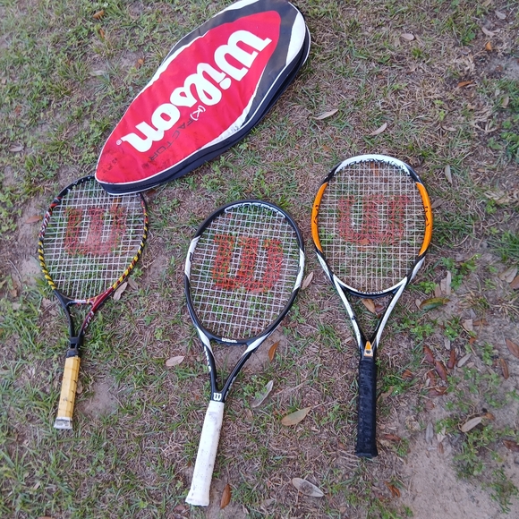 Di Trio Racket Set Wilson | Games | Wilson Outdoor Tennis Racket Trio Red Black Yellow ...